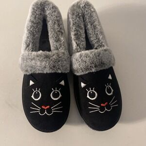 Skechers Bobs Women's Too Cozy Meow Pajamas Black Slippers-Size 8